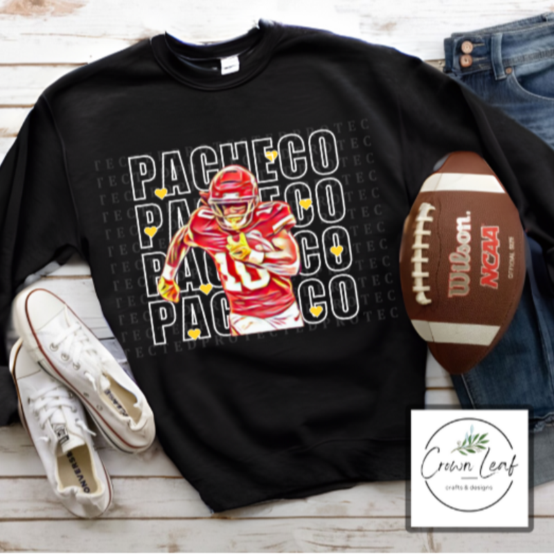 Pacheco Hearts [Black Gildan Long-Sleeve Tee, Crewneck Sweatshirt, Hoodie or Solid Black Blend Bella Canvas Tee Shirt]  Main Image